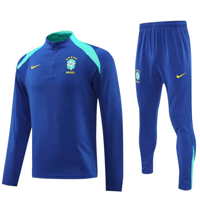 24-25 Brazil Fancy blue Half Pull Tracksuit