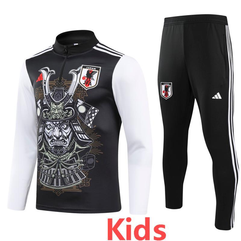 24-25 Japan Black Kids Half Pull Tracksuit