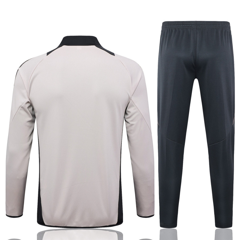 Mens Real Madrid Jacket + Pants Training Suit Light Grey 2024/25