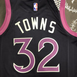 Timberwolves TOWNS #32 Purple Black Top Quality Hot Pressing NBA Jersey