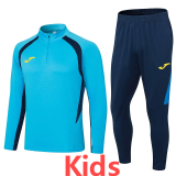 2024 JOM Lake Blue Kids Half Pull Tracksuit