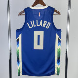22-23 BUCKS LILLARD #0 Blue City Edition Top Quality Hot Pressing NBA Jersey
