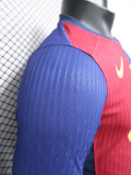 24-25Mens  Barcelona Home Long Sleeve Player Version Soccer Jersey
