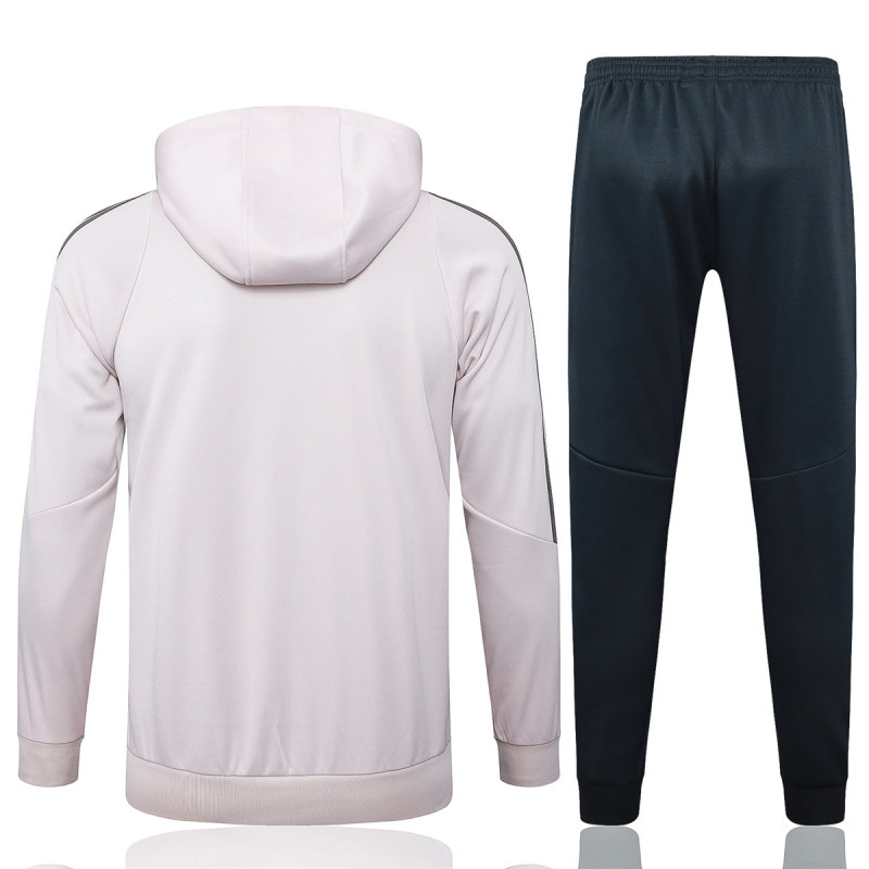 Mens Real Madrid Hoodie Sweatshirt + Pants Training Suit Pale Pink 2024/25