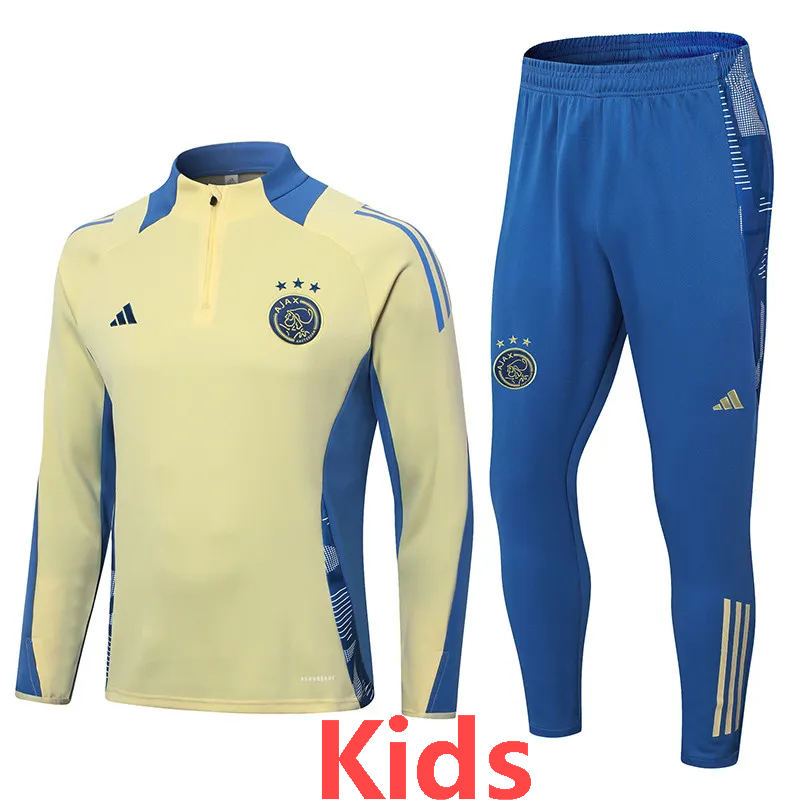 24-25 Ajax Yellow Kids Half Pull Tracksuit