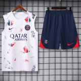 24-25 PSG White Vest Short traning suit