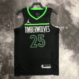 22-23 TIMBERWOLVES ROSE #25 Black Top Quality Hot Pressing NBA Jersey (Trapeze Edition)