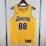 22-23 LAKERS YUNJIN #88 Yellow Top Quality Hot Pressing NBA Jersey