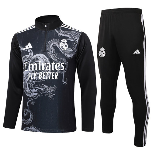 Mens Real Madrid Training Suit Black Dragon 2024/25
