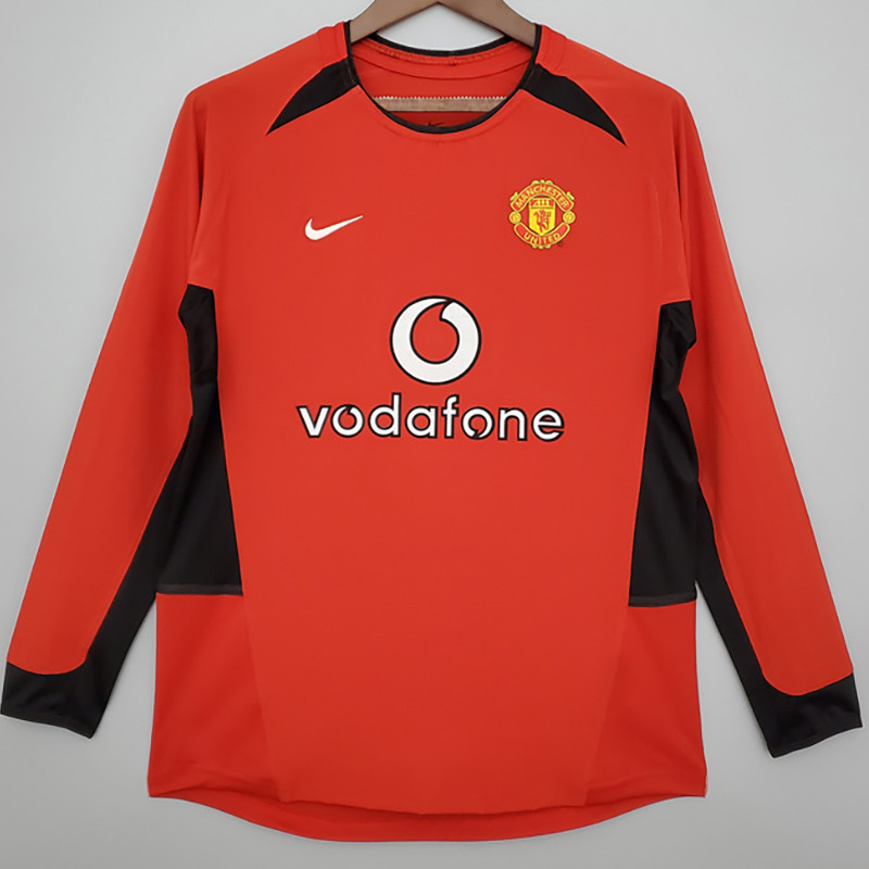 2002-2004 Man Utd Home Long Sleeve Retro Soccer Jersey