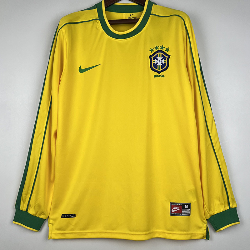 1998 Brazil Home Long Sleeve Retro Soccer Jersey