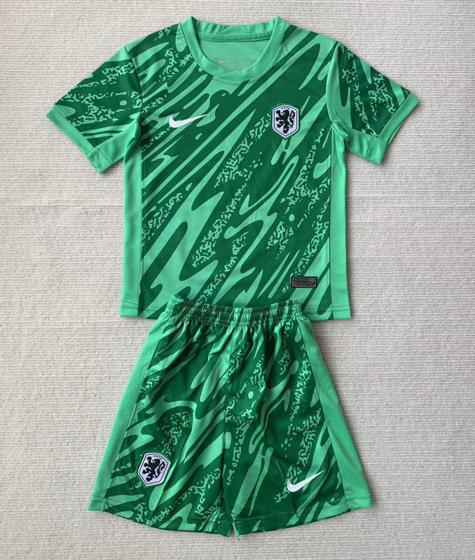 24-25 Netherlands Green GoalKeeper Kids Soccer Jersey
