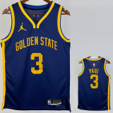 22-23 WARRIORS PAUL #3 Blue Top Quality Hot Pressing NBA Jersey (Trapeze Edition)