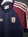 Mens Adidas Originals Arsenal Jersey 3 Stripes Pure Cotton Navy Shirt 2024/25 - Match