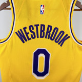 22-23 Lakers WESTBROOK #0 Yellow Top Quality Hot Pressing NBA Jersey(圆领)