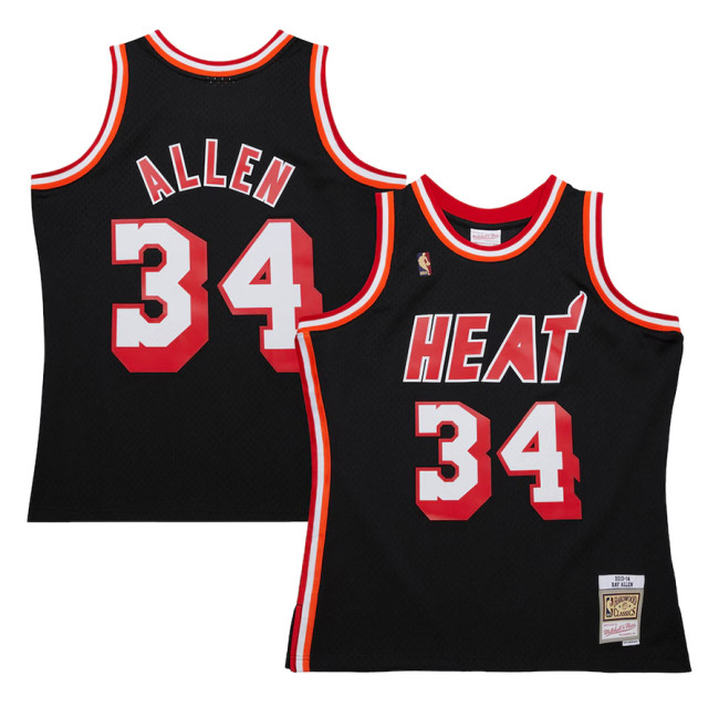 Mens Miami Heat Ray Allen Mitchell & Ness Black 2013-14 Hardwood Classics Swingman Jersey