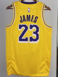 22-23 LAKERS JAMES #23 Yellow Top Quality Hot Pressing NBA Jersey