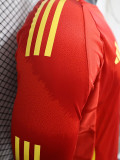 24-25 Spain Home Long Sleeve Player Version Soccer Jersey