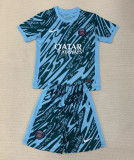 24-25 PSG Lake blue GoalKeeper Kids Soccer Jersey