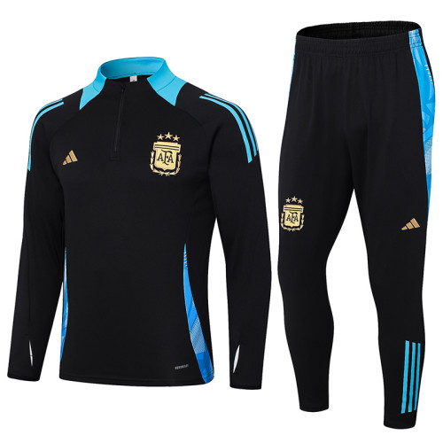 24-25 Argentina Black Half Pull Tracksuit