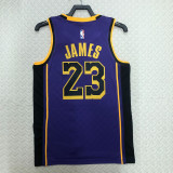 22-23 LAKERS JAMES #23 Purple Top Quality Hot Pressing NBA Jersey (Trapeze Edition)