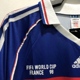 1998 France Home Long Sleeve Retro Soccer Jersey