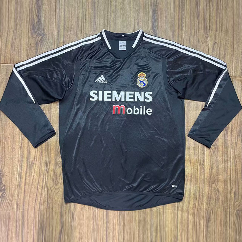 2004-2005  Real Madrid Away Black Long Sleeve Retro Soccer Jersey