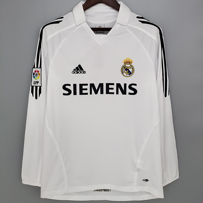 2005-2006  Real Madrid Home Long Sleeve Retro Soccer Jersey