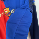 1999  Barcelona Home 100th Anniversary Version Long Sleeve Retro Soccer Jersey