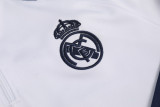 24-25  Real Madrid  White Kids Half Pull Tracksuit