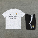 Kids Real Madrid Short Training Suit White 2024/25