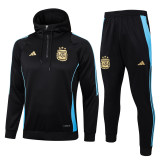 Mens Argentina Hoodie Sweatshirt + Pants Training Suit Black 2024