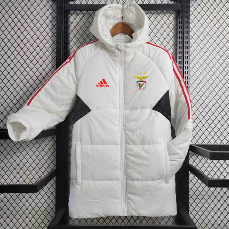 23-24 Benfica White Hooded Cotton Coat Red Edge