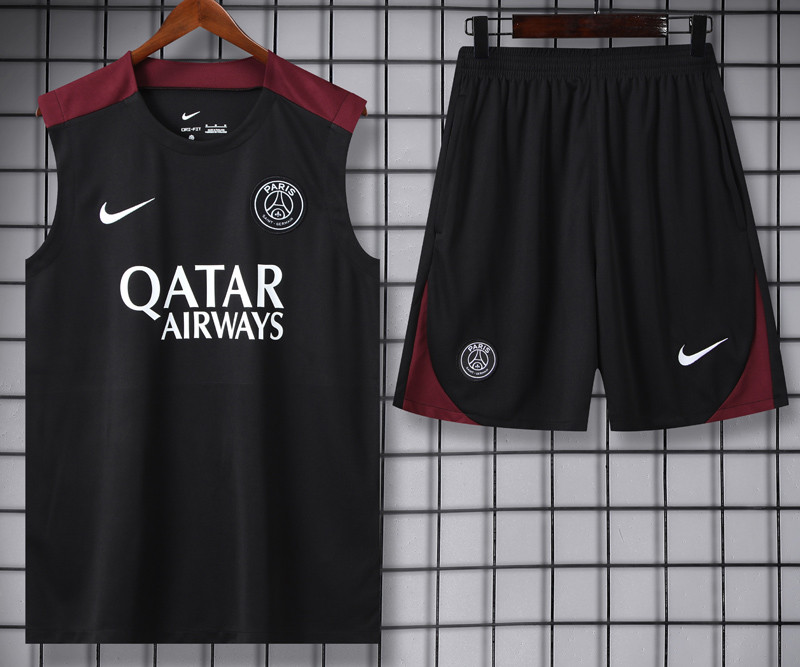 24-25 PSG Black Vest Short traning suit
