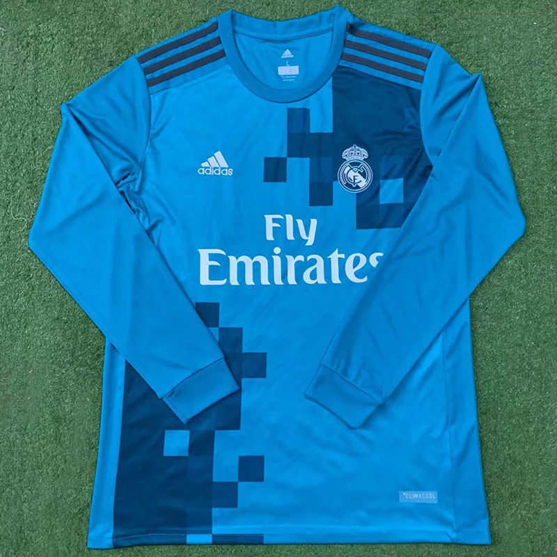2017-2018  Real Madrid Third Long Sleeve Retro Soccer Jersey
