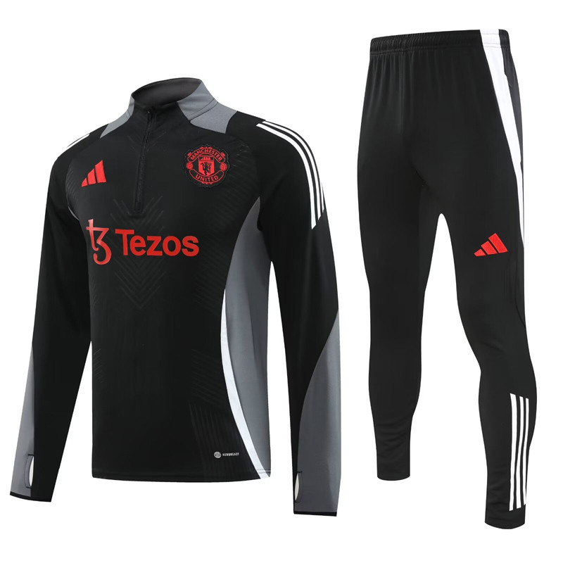 24-25 Man Utd Black Half Pull Tracksuit