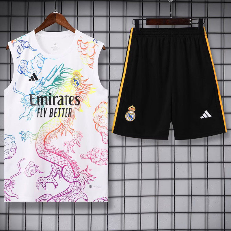 24-25  Real Madrid  White Vest Short traning suit