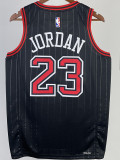 22-23 BULLS JORDAN #23 Black Top Quality Hot Pressing NBA Jersey (Trapeze Edition)