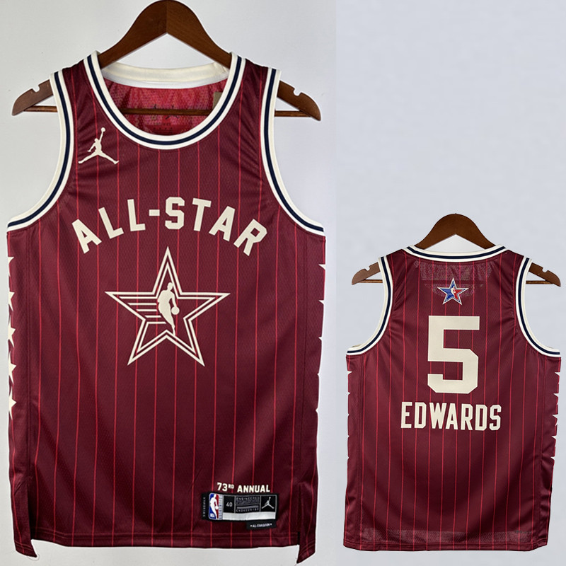 23-24 ALL-STAR EDWARDS #5 Red Top Quality Hot Pressing NBA Jersey