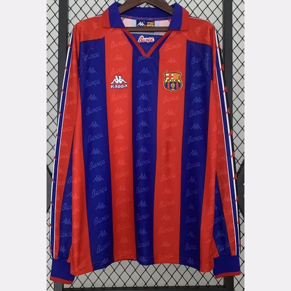 1996-1997 Mens Barcelona  Home Long Sleeve Retro Soccer Jersey