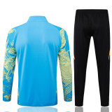 Mens Real Madrid Jacket + Pants Training Suit Light Blue Dragon 2024/25