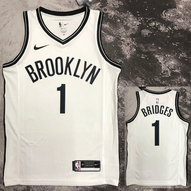 NETS BRIDGES #1 White Top Quality Hot Pressing NBA Jersey