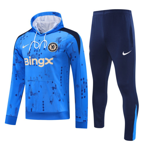 Mens Chelsea Hoodie Sweatshirt + Pants Training Suit Blue Patterns 2024/25