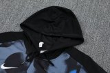 Mens Inter Milan Hoodie Sweatshirt + Pants Training Suit Black - Blue 2024/25