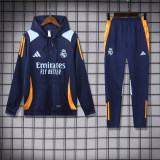 Mens Real Madrid Hoodie Sweatshirt + Pants Training Suit Royal 2024/25