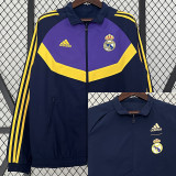 2024 Real Madrid  Black & Dark Blue Double Sided Windbreaker