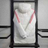 23-24 Man Utd White Hooded Cotton Coat Red Edge