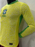 24-25 Brazil Home Long Sleeve Player Version Soccer Jersey