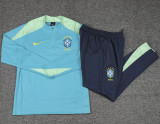 24-25 Brazil Green Kids Half Pull Tracksuit