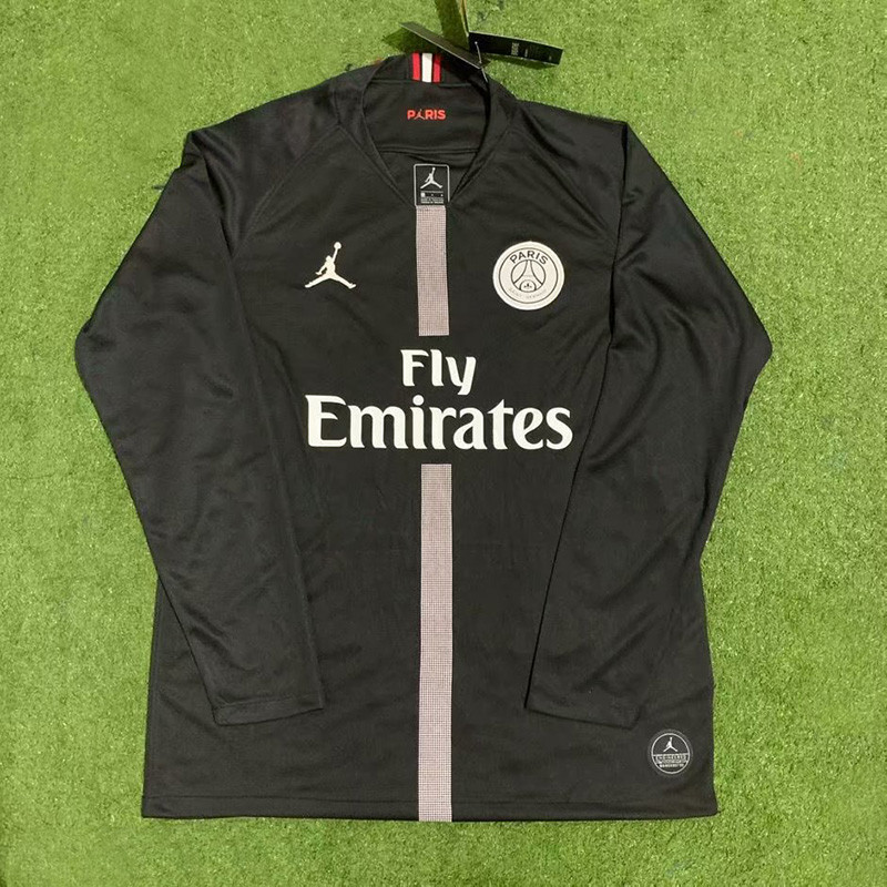 2018-2019 PSG Paris Jordan Black Long Sleeve Retro Soccer Jersey